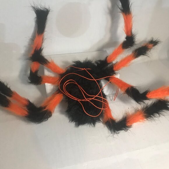 Giant Hairy Orange & Black Spider Halloween Decoration Adjustable Legs 22" Wide - Picture 7 of 7